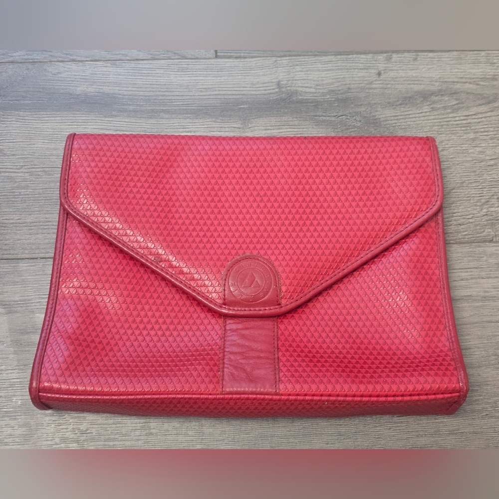 Liz Claiborne 80's 90's Vintage Red Clutch Classic Pattern Grunge Preppy Cabin